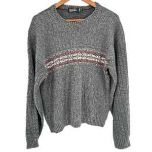 Scandia Fair Isle‎ Vintage Gray Sweater Made in USA Women's Extra large